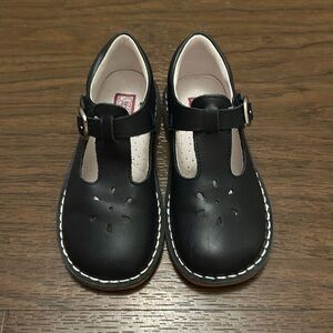 L’Amour Classic Leather T-Strap Navy Blue, size 12T